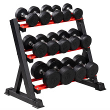 Fitnessgeräte 3 Tier Hantelständer gummibeschichteter Stahl Hantelständer 6pairs 8pairs zu verkaufen